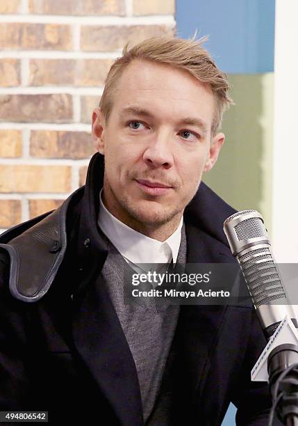 Record producer, Diplo visits "The Elvis Duran Z100 Morning Show" at Z100 Studio on October 28, 2015 in New York City.