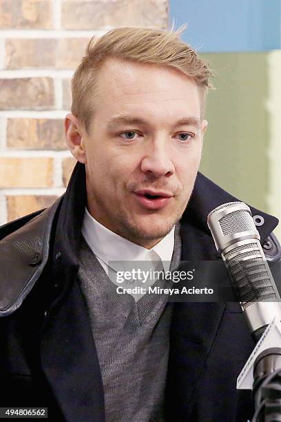 Record producer, Diplo visits "The Elvis Duran Z100 Morning Show" at Z100 Studio on October 28, 2015 in New York City.