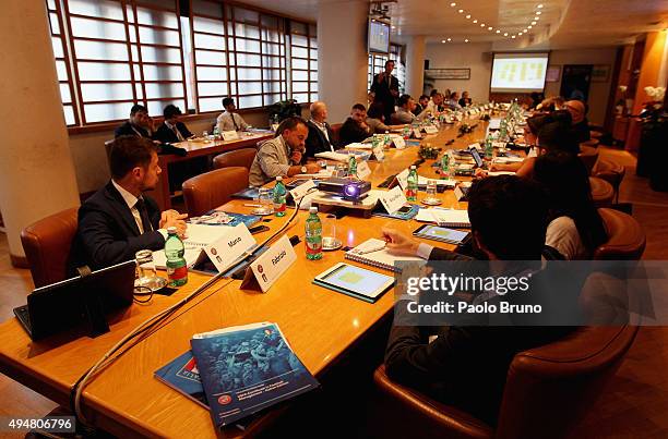 General view of the UEFA certificate in football management seminar on October 29, 2015 in Rome, Italy.