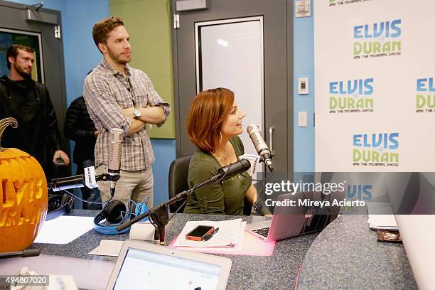 Senior executive producer Nate Marino and radio personality Danielle Monaro at Z100 Studio on October 28, 2015 in New York City.