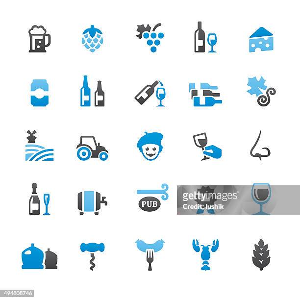 stockillustraties, clipart, cartoons en iconen met beer and wine related vector icons - drink can