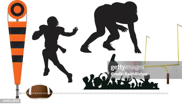 football first down, quarterback, defense, goal post, fans - passing sport stock illustrations