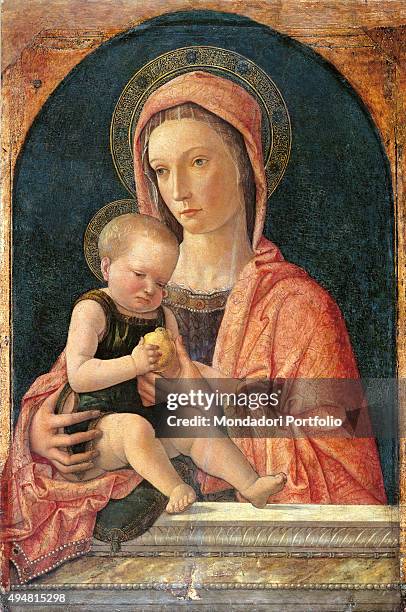 Madonna with Child , by Giovanni Bellini, 1460-1465, 15th Century, tempera on panel, 78 x 50 cm Italy, Lombardy, Milan, Gallery of Sforzesco Castle....