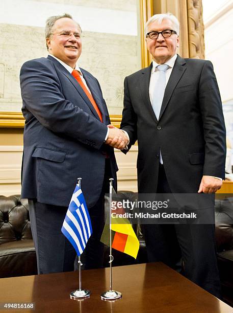 German Foreign Minister Frank-Walter Steinmeier and Greek Foreign Minister Nikos Kotzias meet in foreign office, during Steinmeiers visit to Greece...