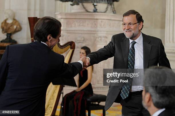 Spanish former prime minister Jose Maria Aznar and Spanish prime minister Mariano Rajoy attends the 70th Anniversary of United Nations ceremony at...