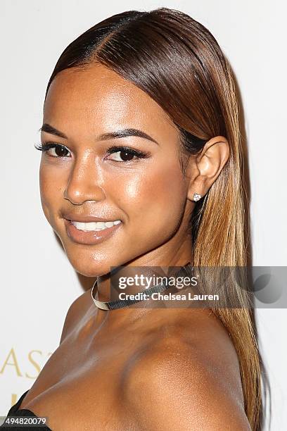 Model Karrueche Tran arrives at the For Our Girls of Nigeria benefit concert hosted by singer/actor Tyrese Gibson at 1OAK on May 30, 2014 in West...