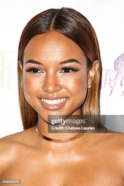 Model Karrueche Tran arrives at the For Our Girls of Nigeria benefit concert hosted by singer/actor Tyrese Gibson at 1OAK on May 30, 2014 in West...