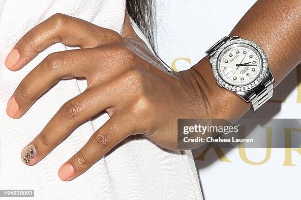 Personality Angela Simmons arrives at the For Our Girls of Nigeria benefit concert hosted by singer/actor Tyrese Gibson at 1OAK on May 30, 2014 in...