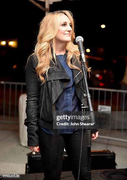 Lee Ann Womack performs onstage during the Draper James Nashville store opening on October 28, 2015 in Nashville, Tennessee.