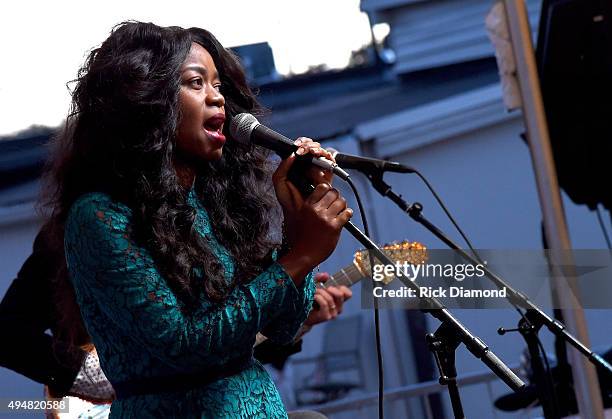 Ruby Amanfu performs onstage during the Draper James Nashville store opening on October 28, 2015 in Nashville, Tennessee.