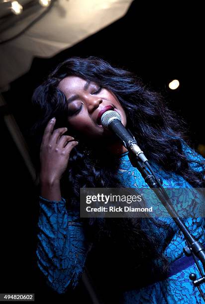 Ruby Amanfu performs onstage during the Draper James Nashville store opening on October 28, 2015 in Nashville, Tennessee.