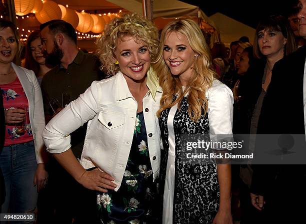 Cam and Reese Witherspoon attend the Draper James Nashville store opening on October 28, 2015 in Nashville, Tennessee.