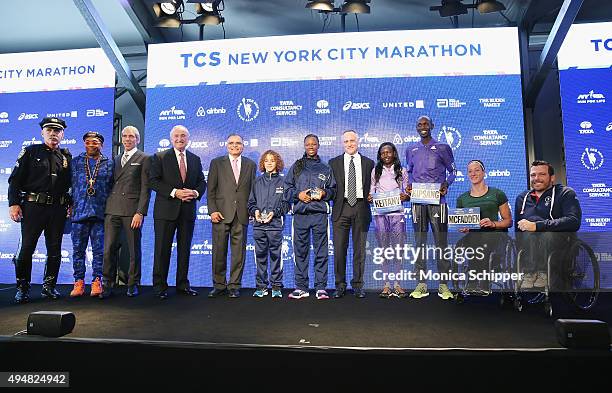 Sgt. Neal Vespe, filmmaker and Grand Marshal of the New York City Marathon Spike Lee, NYRR's President, Events and TCS New York City Marathon Race...