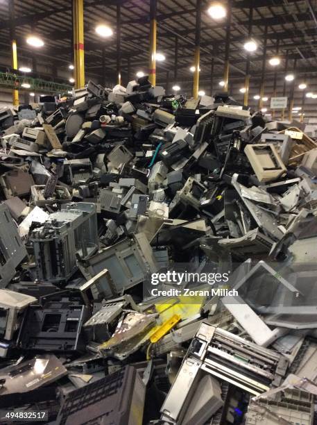 Electronic waste awaiting to be dismantled as electronic recyclable waste at the Electronic Recyclers International plant in Holliston,...