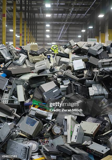 Electronic waste awaiting to be dismantled as recyclable waste at the Electronic Recyclers International plant in Holliston, Massachusetts, USA.