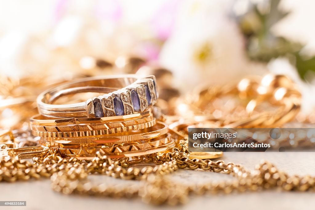 Brilhante ouro e prata jewelery
