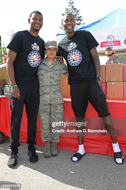 Wilcox and Jamal Crawford of the Los Angeles Clippers participate in Feed The Community event at the Salvation Army Siemon Family Youth and Community...