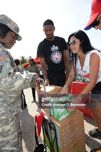 Wilcox of the Los Angeles Clippers participates in Feed The Community event at the Salvation Army Siemon Family Youth and Community Center in Los...