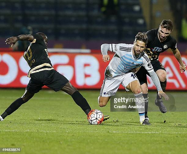 Diego Ribas of Fenerbahce vies for the ball during a Turkish Spor Toto Super League Soccer match between Osmanlispor and Fenerbahce at Osmanli...