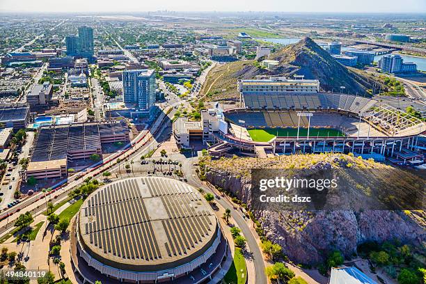 asu campus tempe az sun devil football stadium aerial view - arizona state v arizona stock pictures, royalty-free photos & images