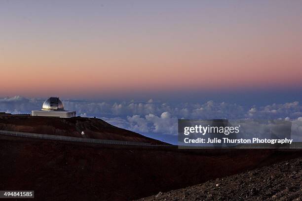 The NASA Infrared Telescope Facility at Sunset at the Mauna Kea Observatories Summit on the Big Island of Hawaii