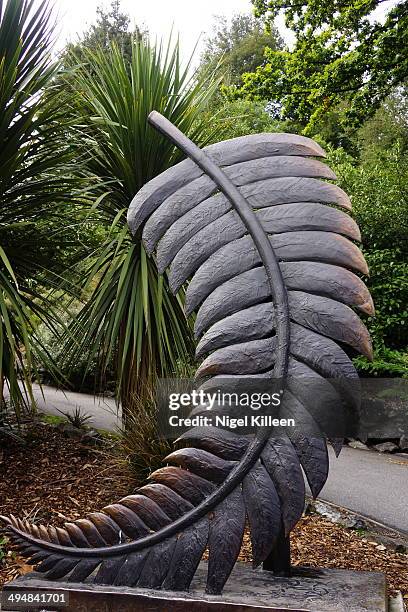 Large silver fern sculpture The symbol of New Zealand Queenstown New Zealand