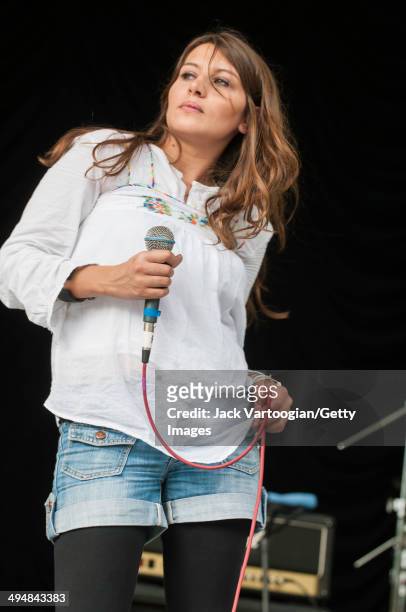 French pop singer Coralie Clement performs onstage during the 'Fete de la Musicque' concert at Central Park SummerStage, New York, New York, Sunday,...