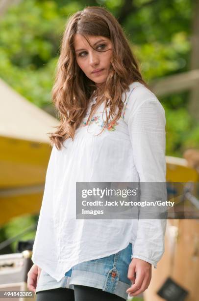 French pop singer Coralie Clement performs onstage during the 'Fete de la Musicque' concert at Central Park SummerStage, New York, New York, Sunday,...