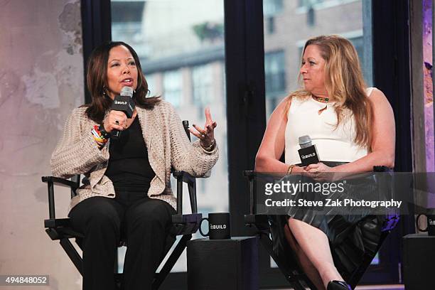 Lucy McBath and Abigail Disney attend AOL BUILD Presents: "The Armor Of Light" at AOL Studios In New York on October 29, 2015 in New York City.