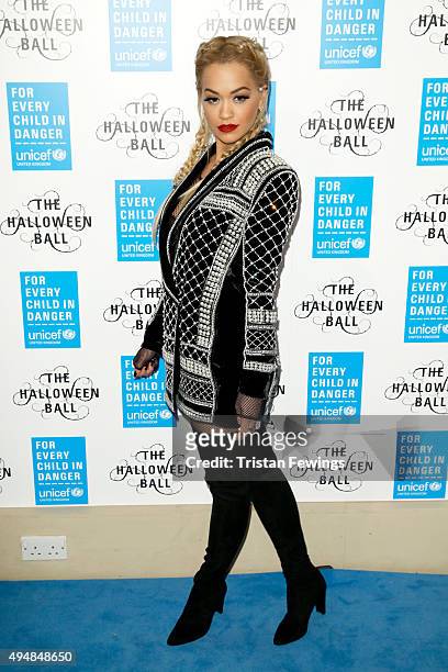 Singer Rita Ora attends the UNICEF Halloween Ball at One Mayfair on October 29, 2015 in London, England.