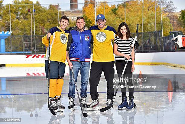 IFCÕs Hockey Comedy Benders cast Andrew Schulz, Chris Distefano, Mark Gessner and Lindsey Broad attend the New York Rangers and the Cast of IFCÕs...