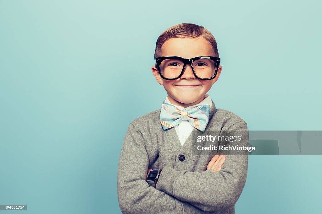 Young Boy Nerd with Big Smile