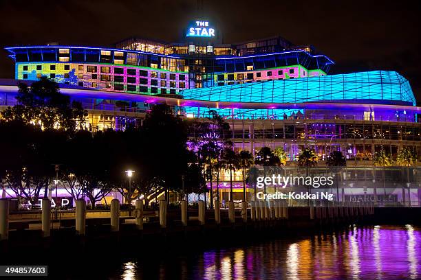 vivid sydney 2014-sterne - darling harbour stock-fotos und bilder