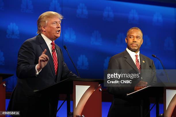 The Republican Presidential Debate: Your Money, Your Vote -- Pictured: Donald Trump and Ben Carson participate in CNBC's "Your Money, Your Vote: The...