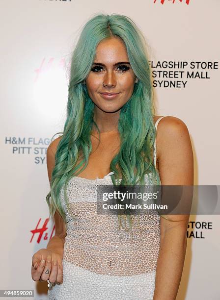 Tigerlily arrives at the H&M Sydney Flagship Store VIP Party on October 29, 2015 in Sydney, Australia.