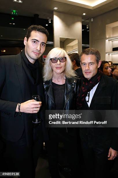 Co-Founder of the Store, Jean-Victor Meyers, Betty Catroux and Philippe Mugnier attend the Opening of the Collection 'Exemplaire x Nicolas Ouchenir'...