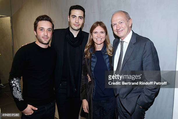 Co-Founders of the Store, Louis Leboiteux and Jean-Victor Meyers with President of l'Oreal Jean-Paul Agon and his companion Sophie Agon attend the...