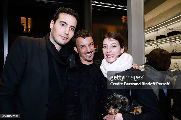 Co-Founder of the Store, Jean-Victor Meyers, Calligrapher Nicolas Ouchenir and Star Dancer Marie-Agnes Gillot attend the Opening of the Collection...