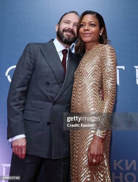 Actress Naomie Harris and actor Ralph Fiennes attend the 'Spectre 007' Moscow premiere in Oktyabr cinema hall on October 29, 2015 in Moscow, Russia.