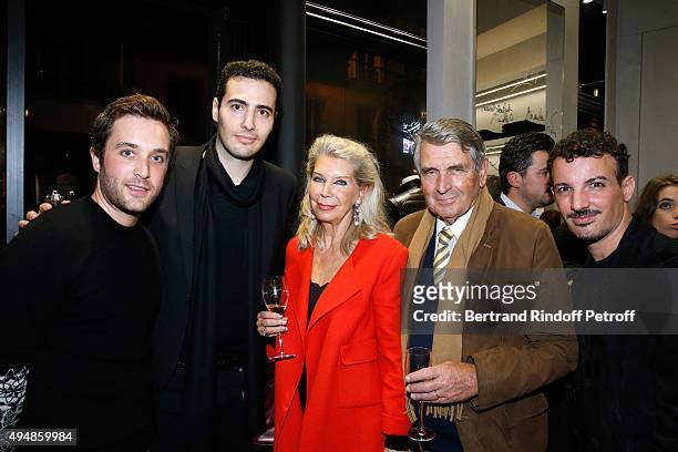 Co-Founders of the Store, Louis Leboiteux and Jean-Victor Meyers, Baron and Baroness Gilles Ameil and Calligrapher Nicolas Ouchenir attend the...