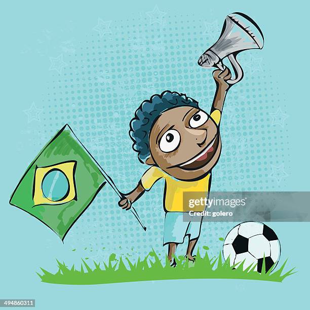 ilustrações, clipart, desenhos animados e ícones de fã de futebol brasileiro - funny football cartoons
