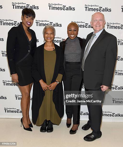 Jennifer Hudson,author Alice Walker,Cynthia Erivo director John Doyle attend "The Color Purple" TimesTalks: Jennifer Hudson, Cynthia Erivo, Alice...