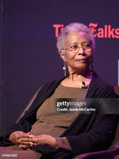 Author Alice Walker attends "The Color Purple" TimesTalks: Jennifer Hudson, Cynthia Erivo, Alice Walker, John Doyle at The New School on October 29,...