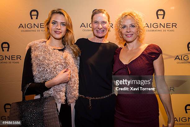 Paula Riemann, CEO Aigner of Sibylle Schoen and Katja Riemann attend the AIGNER store opening party on October 29, 2015 in Palma de Mallorca, Spain.