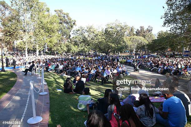 Atmosphere as David Geffen, philanthropist and entertainment mogul, received the UCLA Medal, the highest honor bestowed by the university, during the...