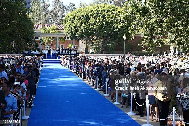 Atmosphere as David Geffen, philanthropist and entertainment mogul, received the UCLA Medal, the highest honor bestowed by the university, during the...