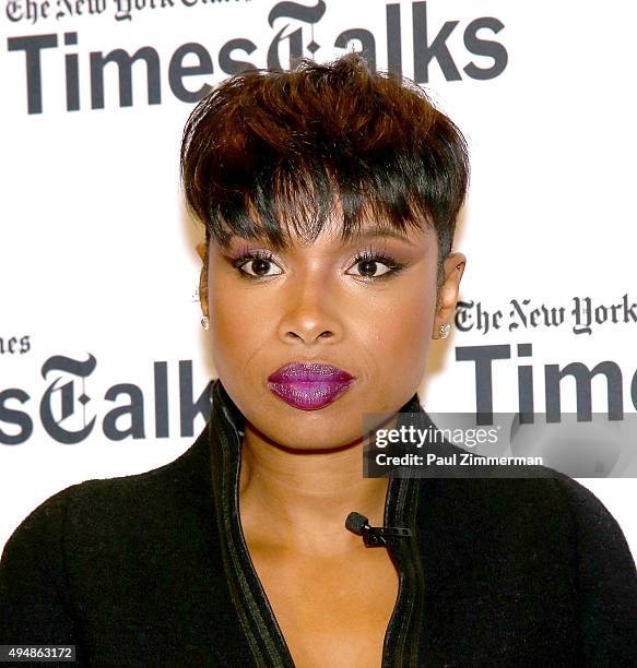 Jennifer Hudson attends "The Color Purple" TimesTalks: Jennifer Hudson, Cynthia Erivo, Alice Walker, John Doyle at The New School on October 29, 2015...