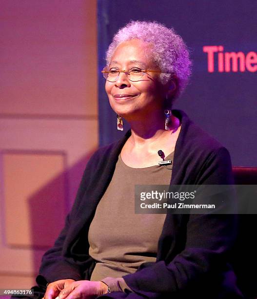Alice Walker attends "The Color Purple" TimesTalks: Jennifer Hudson, Cynthia Erivo, Alice Walker, John Doyle at The New School on October 29, 2015 in...