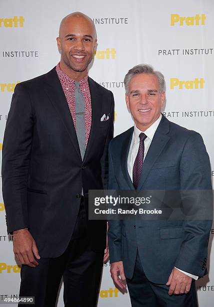 Actor Mark Tallman and Director and Broadway and film Producer and Director Craig Saavedra attend the Pratt Legends 2015 Gala at Mandarin Oriental...