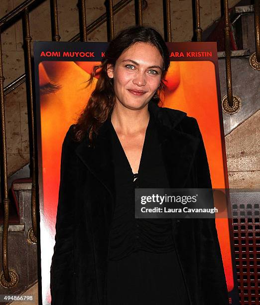 Actress Aomi Muyock attends the "Love" New York City Premiere at Village East Cinema on October 29, 2015 in New York City.